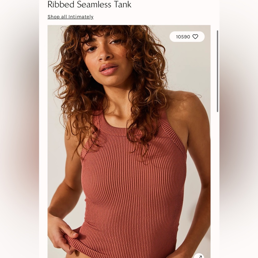 Free People Ribbed Seamless Tank in Rust